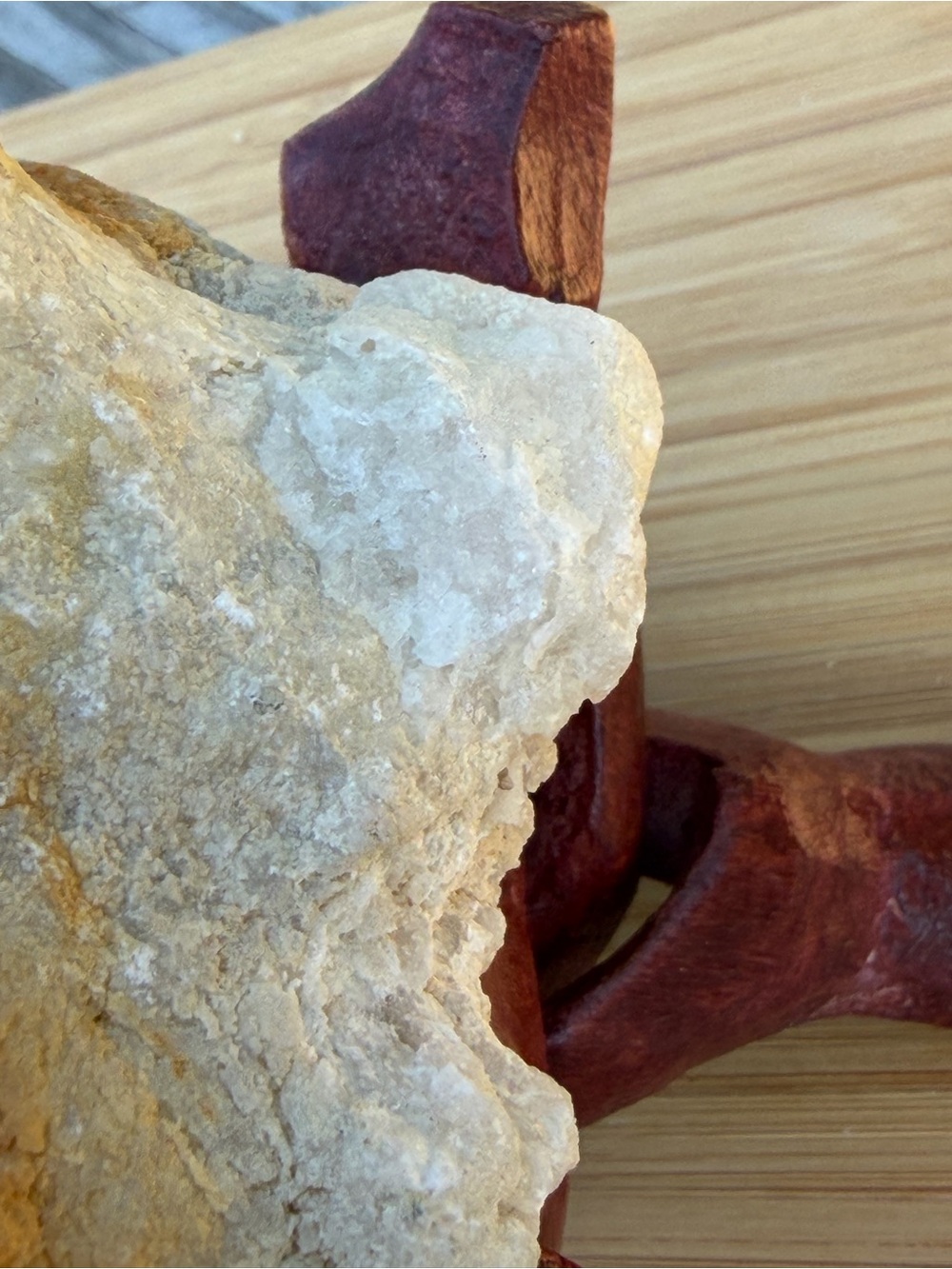Unique Geode | Quartz Crystal | Geological Decor | 4" Wooden Tripod Stand - Picture 10 of 11